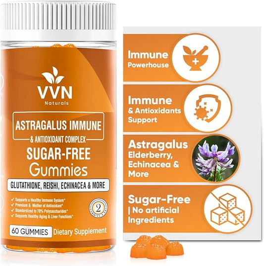 Sugar-Free Extra Strength Immune Support Supplement 2500mg Astragalus 20:1 Extract, 70% Polysaccharides, 60 ct.