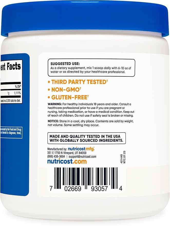 Nutricost Pure Ascorbic Acid Powder (Vitamin 1LB