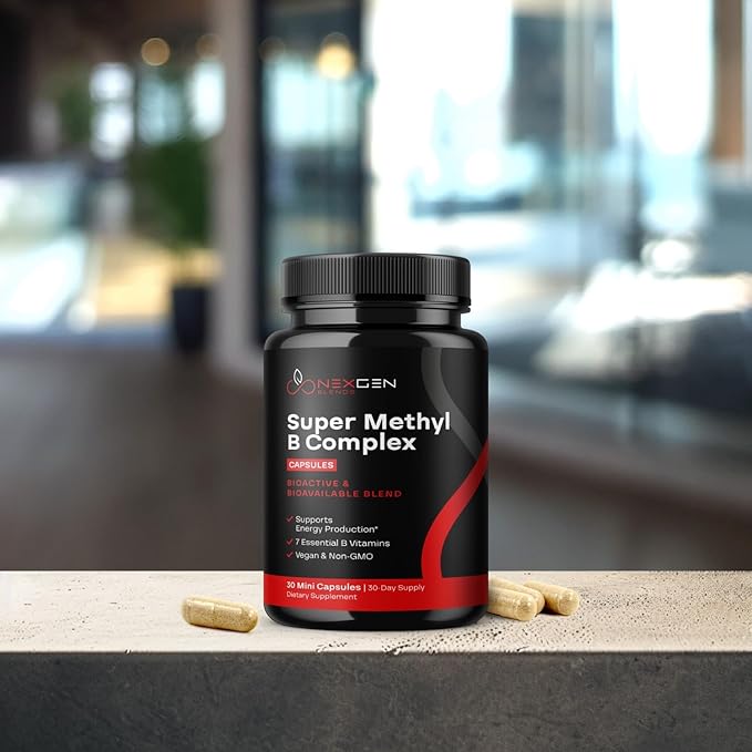 Methylated B Complex Vitamin Supplement 5-MTHF Methyl B12 Methylcobalamin (30 count)