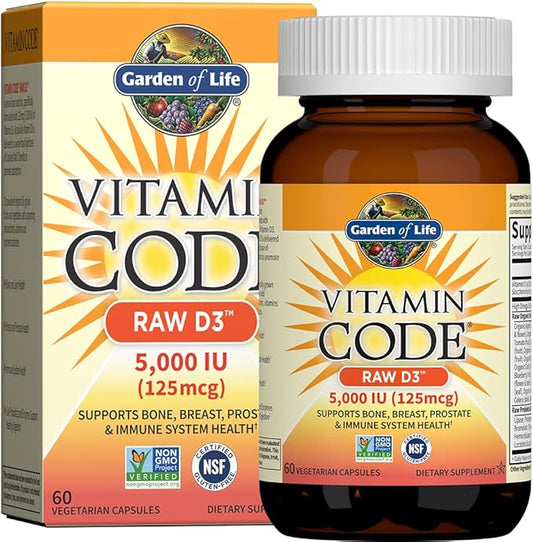 Garden of Life Vitamin D, Vitamin D3, Vitamin 5,000 IU, 60 Vegetarian