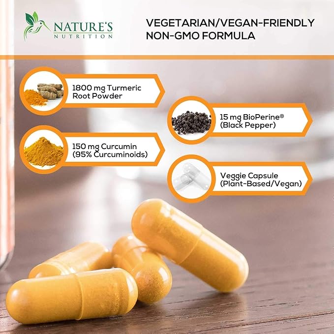 Turmeric Curcumin with BioPerine 95% Standardized 1950mg - 180 Capsules