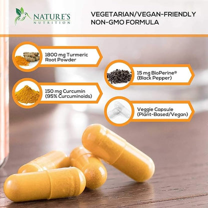 Turmeric Curcumin with BioPerine 95% Standardized 1950mg - 180 Capsules