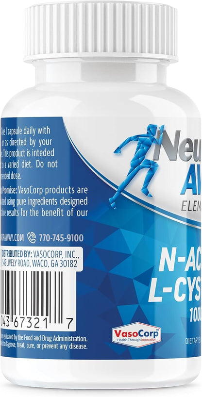 NeuropAWAY Elements N-Acetyl L-Cysteine 1000mg 60ct (60 1000mg 1000mg Capsules 3 Bottles