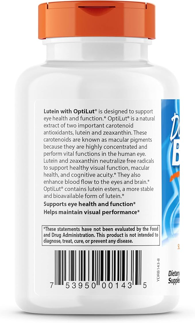Doctor's Best Lutein with OptiLut Non-GMO, 20 mg, 120 Veggie