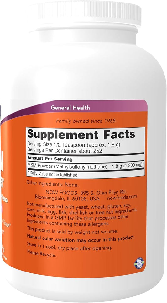 NOW Supplements, MSM (Methylsulfonylmethane) Powder, Supports 1-Pound