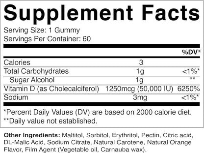Vitamatic Sugar Free Vitamin D3 50,000 60 Pectin