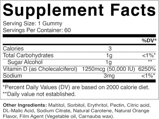 Vitamatic Sugar Free Vitamin D3 50,000 60 Pectin