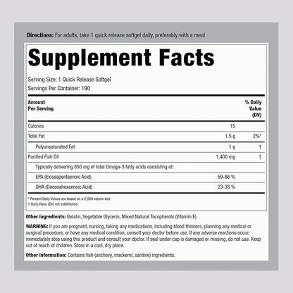 Piping Rock Fish Oil 1400 mg 3 | 190 Softgels