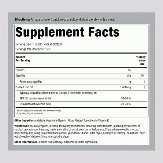Piping Rock Fish Oil 1400 mg 3 | 190 Softgels