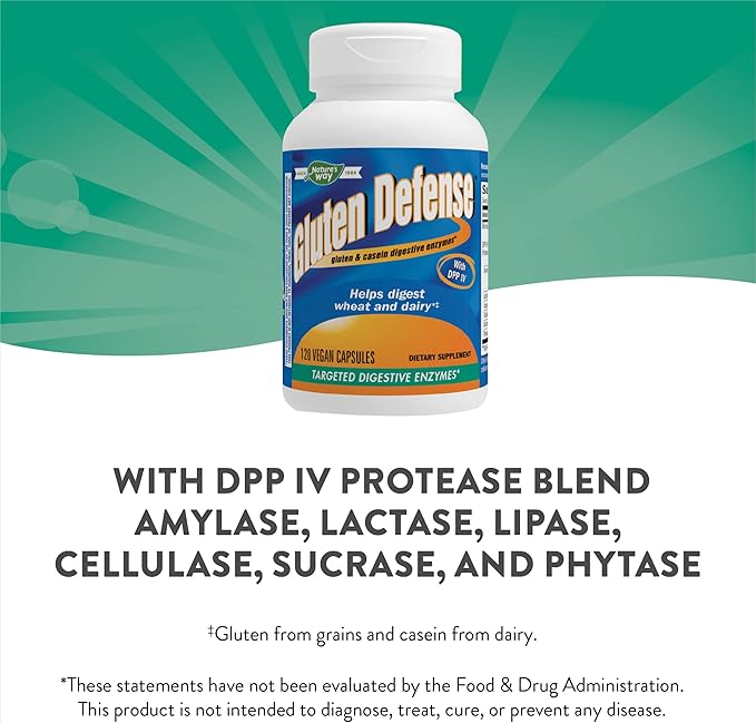 Nature's Way Gluten Defense Digestive Enzymes, 120 Vegan