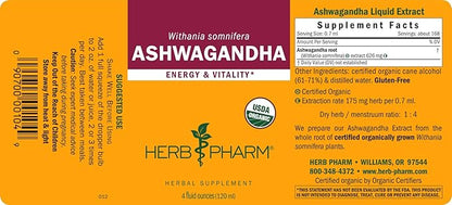 Herb Pharm Certified Organic Ashwagandha Extract 4 Ounce
