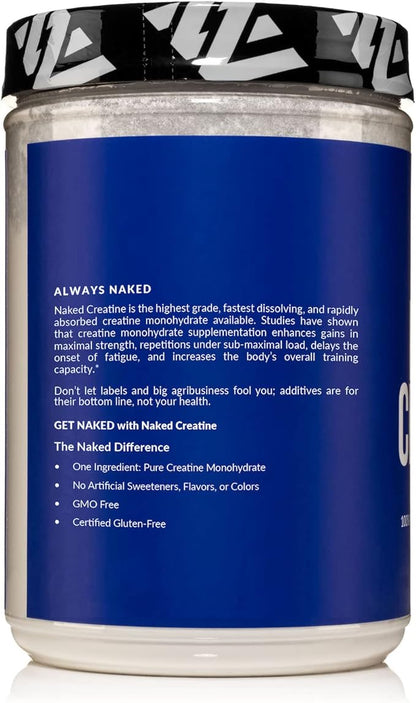 Pure Creatine Monohydrate – 200 Servings - 1,000 Grams, 2.2lb Bulk, Vegan, Non-GMO, Gluten Free, Soy Free. Aid Strength Gains, No Artificial Ingredients - Naked CREATINE