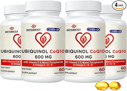 Ubiquinol CoQ10-600mg-Softgel, Active Form of Coq10 3, 6, 6, 9, 9, High Absorption-Coenzyme-Q10, Powerful 240 Count