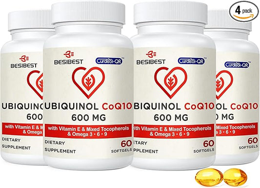 Ubiquinol CoQ10-600mg-Softgel, Active Form of Coq10 3, 6, 6, 9, 9, High Absorption-Coenzyme-Q10, Powerful 240 Count