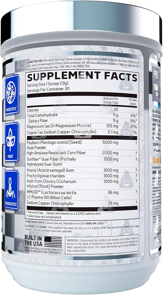 Glaxon Fiber Fusion Complete Fiber Supplement 6 Source 13.7 oz 30 Servings