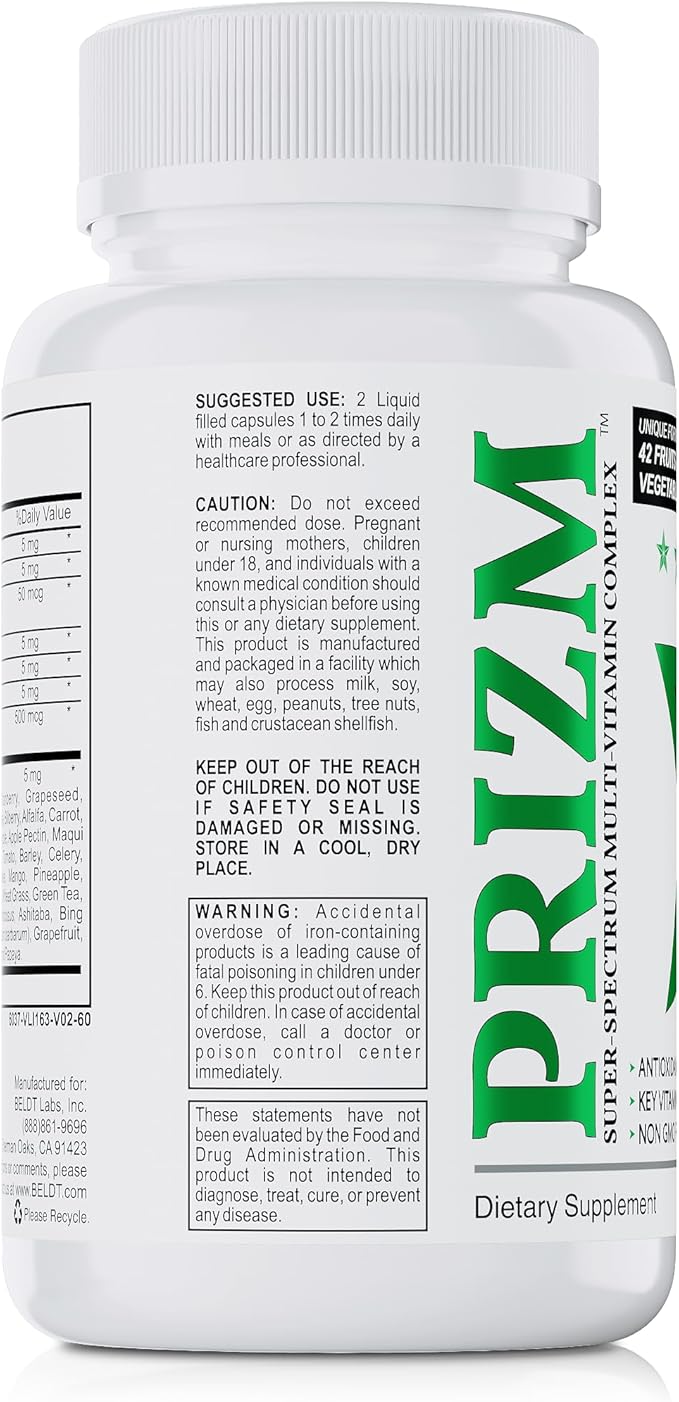 PRIZM Multivitamin for Men and Women 29 Vitamins 42 Fruits B6 B12-60 B12-60 Liquid