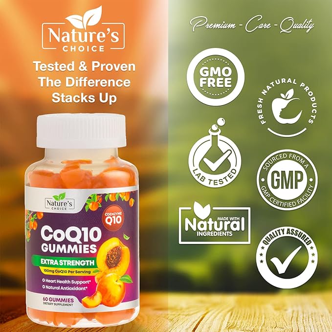 CoQ10 100mg Gummies 3X Better Q10 Vitamins, 10 Supplements, 60 CoQ10 CoQ10 Gummies