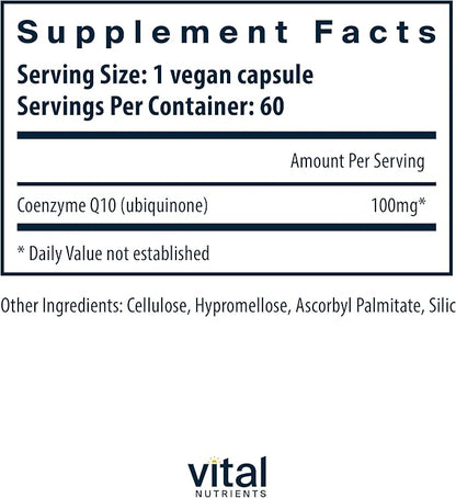 Vital Nutrients CoQ10 100mg Q10 from 60 Capsules