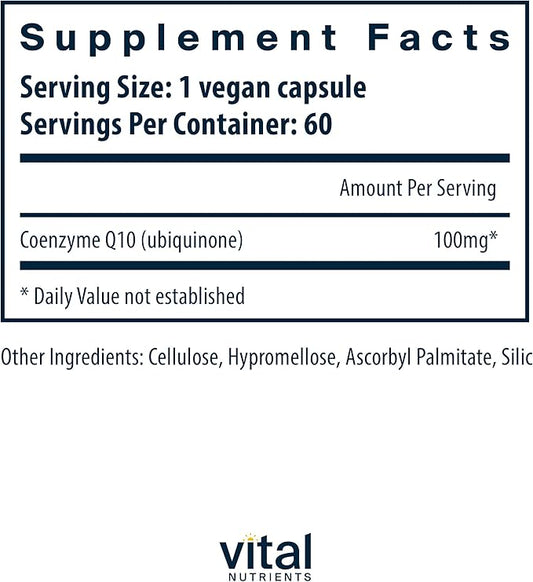 Vital Nutrients CoQ10 100mg Q10 from 60 Capsules