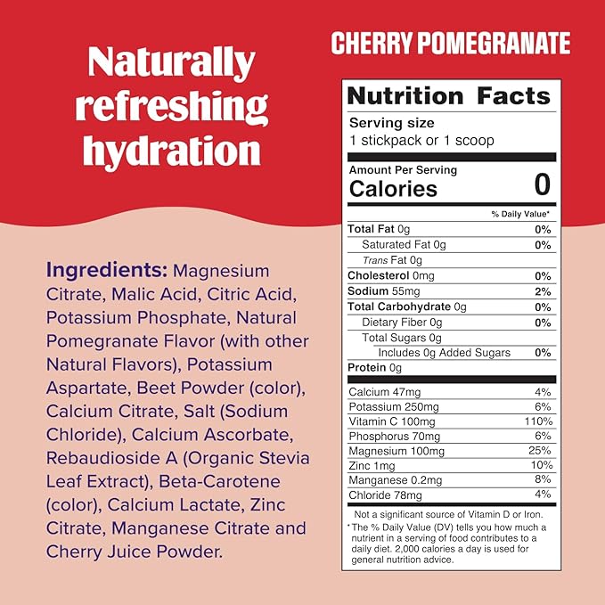 Ultima Replenisher Daily Electrolyte Powder Drink Mix – Cherry Pomegranate, 30 Servings – Hydration Powder with 6 Electrolytes and Trace Minerals – Keto Friendly, Vegan, Non-GMO and Sugar-Free
