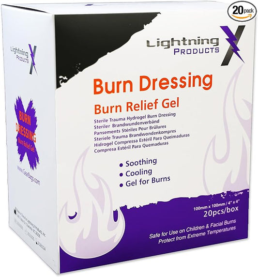 Lightning X Cooling Burn Relief Gel 4" x 4" Trauma 20 pcs