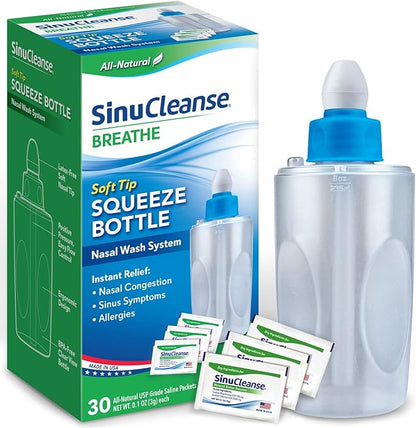 SinuCleanse Soft Tip Squeeze Bottle Nasal 30 All-Natural