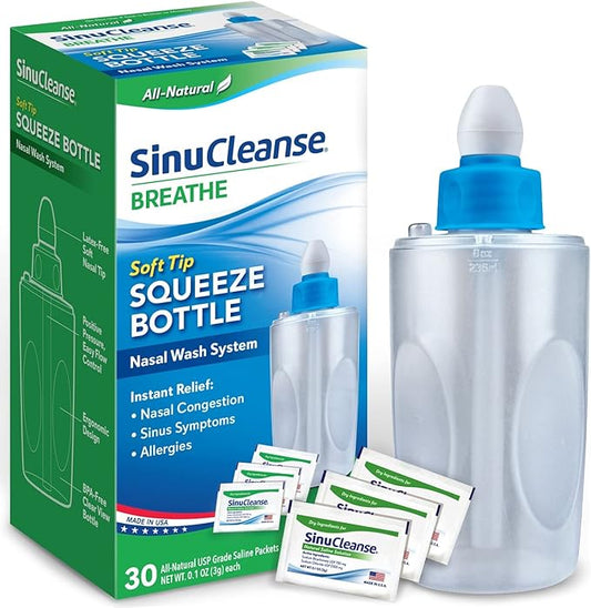 SinuCleanse Soft Tip Squeeze Bottle Nasal 30 All-Natural