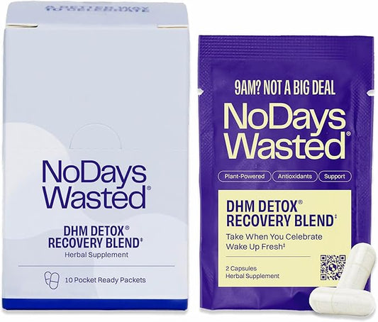 DHM Detox® - No Days Wasted® - New Look - Dihydromyricetin (DHM Supplement), Milk Thistle, Prickly Pear, B Vitamins, Hydration Electrolytes Blend-Take During Evening for Better Next Day and Recovery