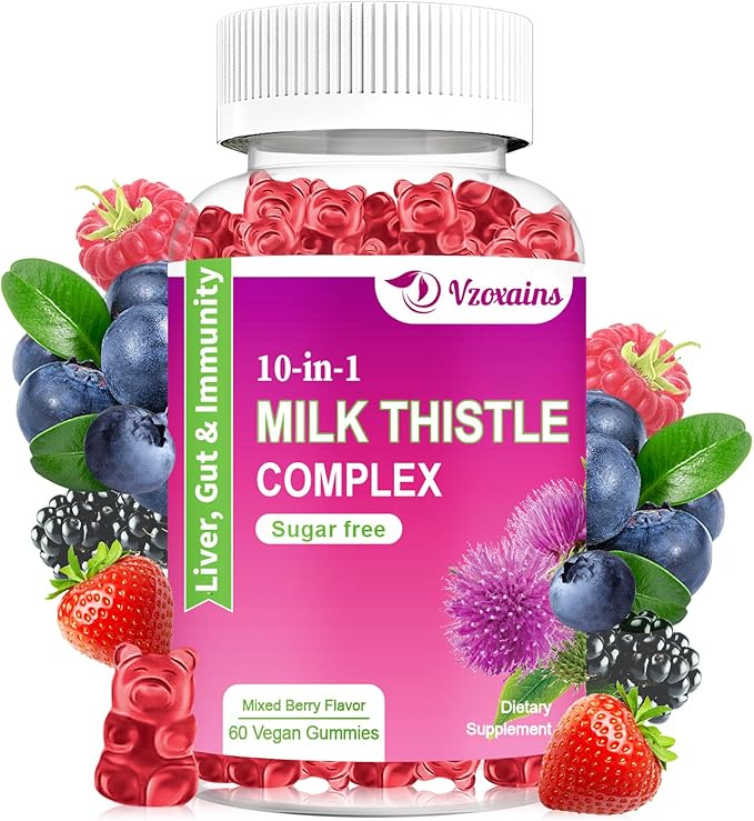 Milk Thistle Gummies 1500mg, 10-in-1 Herbal