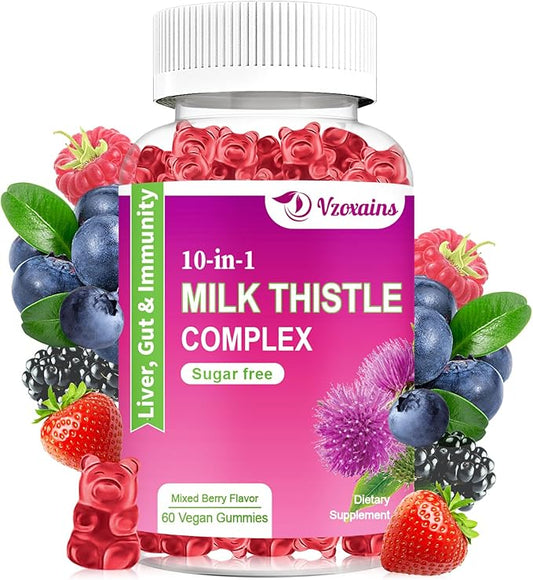 Milk Thistle Gummies 1500mg, 10-in-1 Herbal