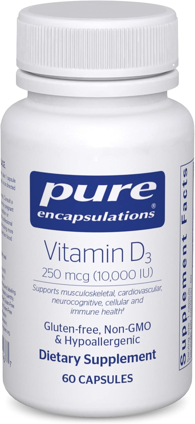 Pure Encapsulations Vitamin D3 250 mcg (10,000 IU) 60 Capsules