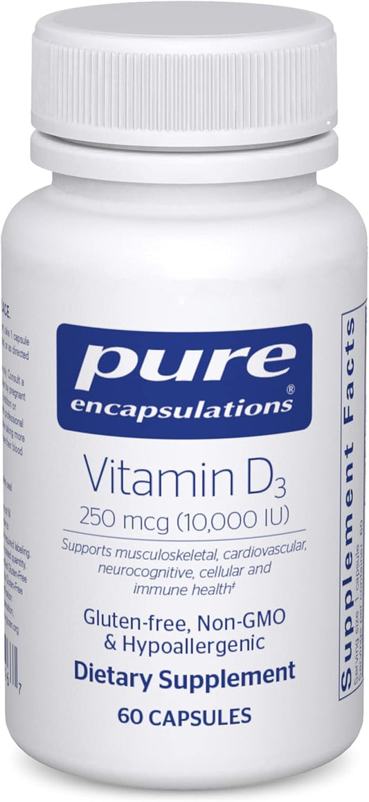 Pure Encapsulations Vitamin D3 250 mcg (10,000 IU) 60 Capsules