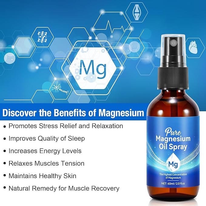 Magnesium Oil Spray,2pcs Magnesium Oil Massage,4.04 fl