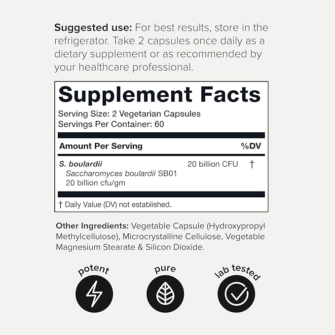 Toniiq Ultra High Potency Saccharomyces Boulardii 20 Billion 1000mg Per -120 Vegetarian