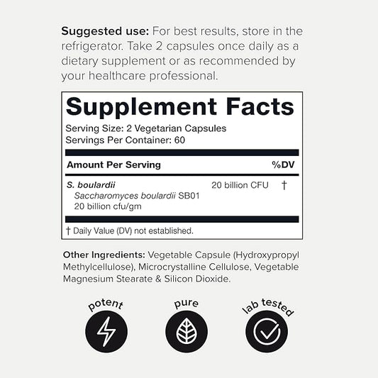 Toniiq Ultra High Potency Saccharomyces Boulardii 20 Billion 1000mg Per -120 Vegetarian