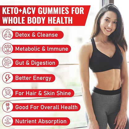 Apple Cider Vinegar Gummies, Keto ACV Gummies with Probiotics, Vitamin B12 & Keto Support, 2000 mg ACV Gummies with Mother for Digestion, Metabolism, Cleanse & Detox Diet, Vegan, Low Sugar, 120 Counts