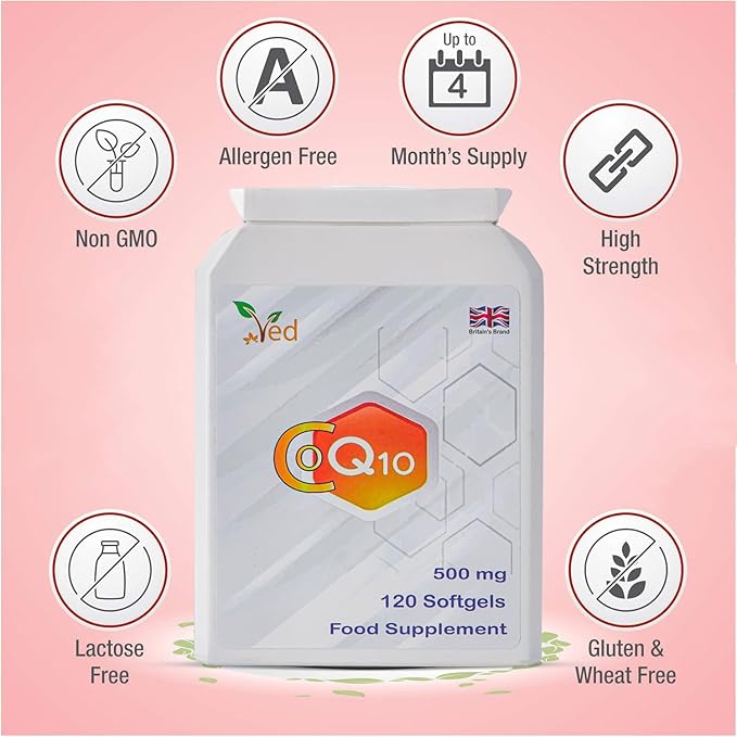 VED CoQ10 500mg Q10 | 500mg 120 120 Softgels| 4 Months