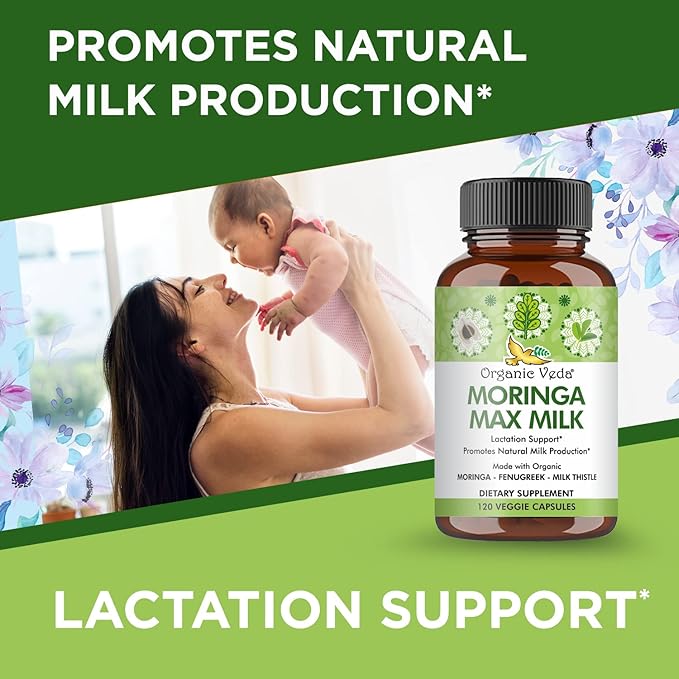Organic Veda Moringa Max Milk Lactation Supplement 120 Count