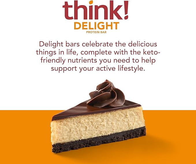 think! Delight Protein Bars, Gluten Free Snack - Chocolate Peanut Butter Pie, 12 Count (Packaging May Vary)