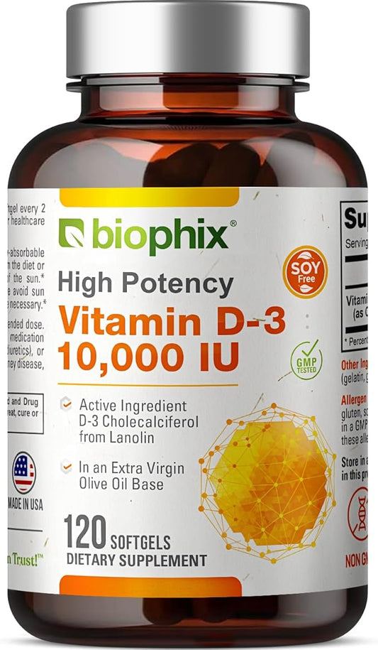 biophix Vitamin D-3 10000 IU 120 Softgels K2