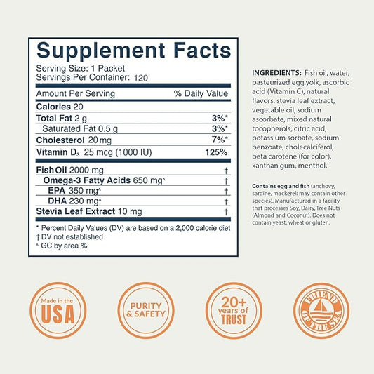 Coromega Kids Omega 3 Fish Oil 650mg of Omega-3s, Tropical 120 Single
