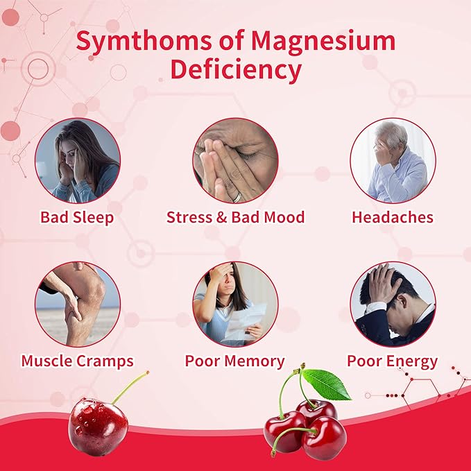 Magnesium Glycinate Gummies 1000mg B6, CoQ10 CoQ10 for 120 Cherry -2 Pack