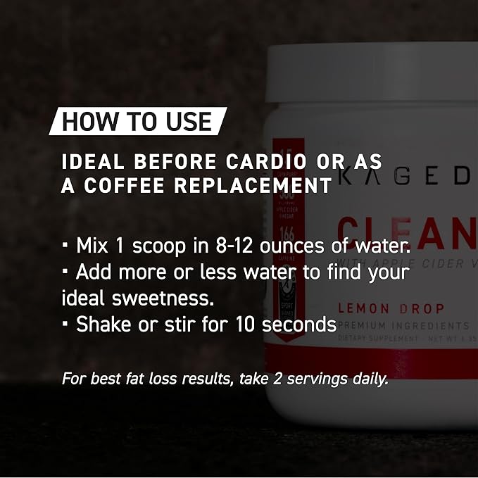 Kaged Clean Burn Powder | Orange Mango | Thermogenic Weight Management | Boost Metabolism | Organic Caffeine, Apple Cider Vinegar | Supplements for Men & Women | 30 Servings
