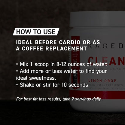 Kaged Clean Burn Powder | Orange Mango | Thermogenic Weight Management | Boost Metabolism | Organic Caffeine, Apple Cider Vinegar | Supplements for Men & Women | 30 Servings