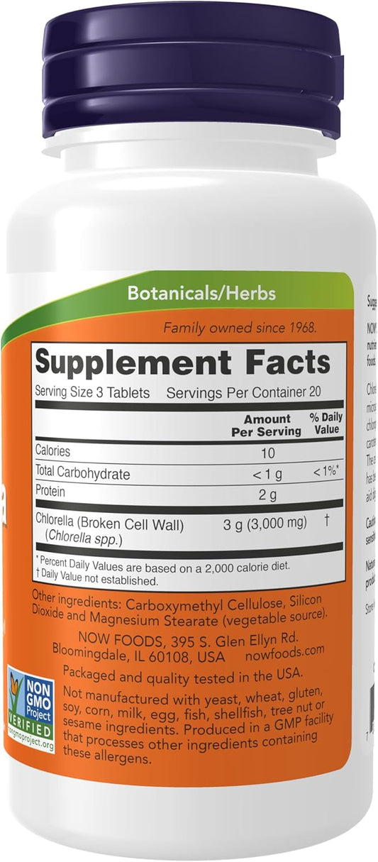 NOW Supplements, Chlorella 1000 mg 60 Tablets