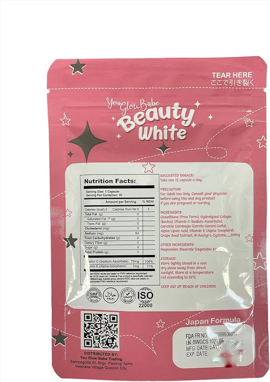 You Glow Babe Beauty White 4 1 Glutathione 30 Capsules