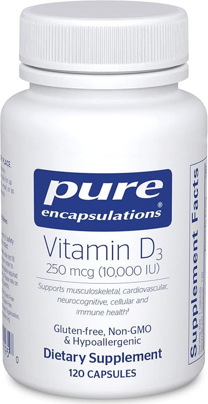 Pure Encapsulations Vitamin D3 250 mcg (10,000 IU) 120 Capsules