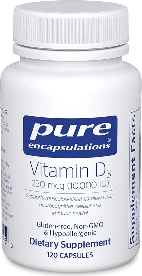 Pure Encapsulations Vitamin D3 250 mcg (10,000 IU) 120 Capsules