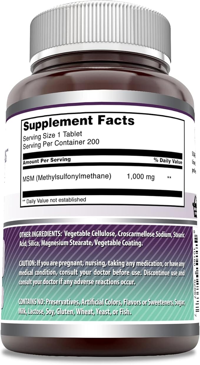 Amazing Formulas MSM 1000mg 200 Tablets Supplement