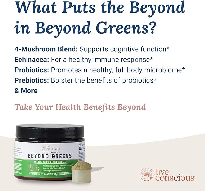 Live Conscious Beyond Greens Concentrated Superfood Powder 30 Servings (2-Pack)